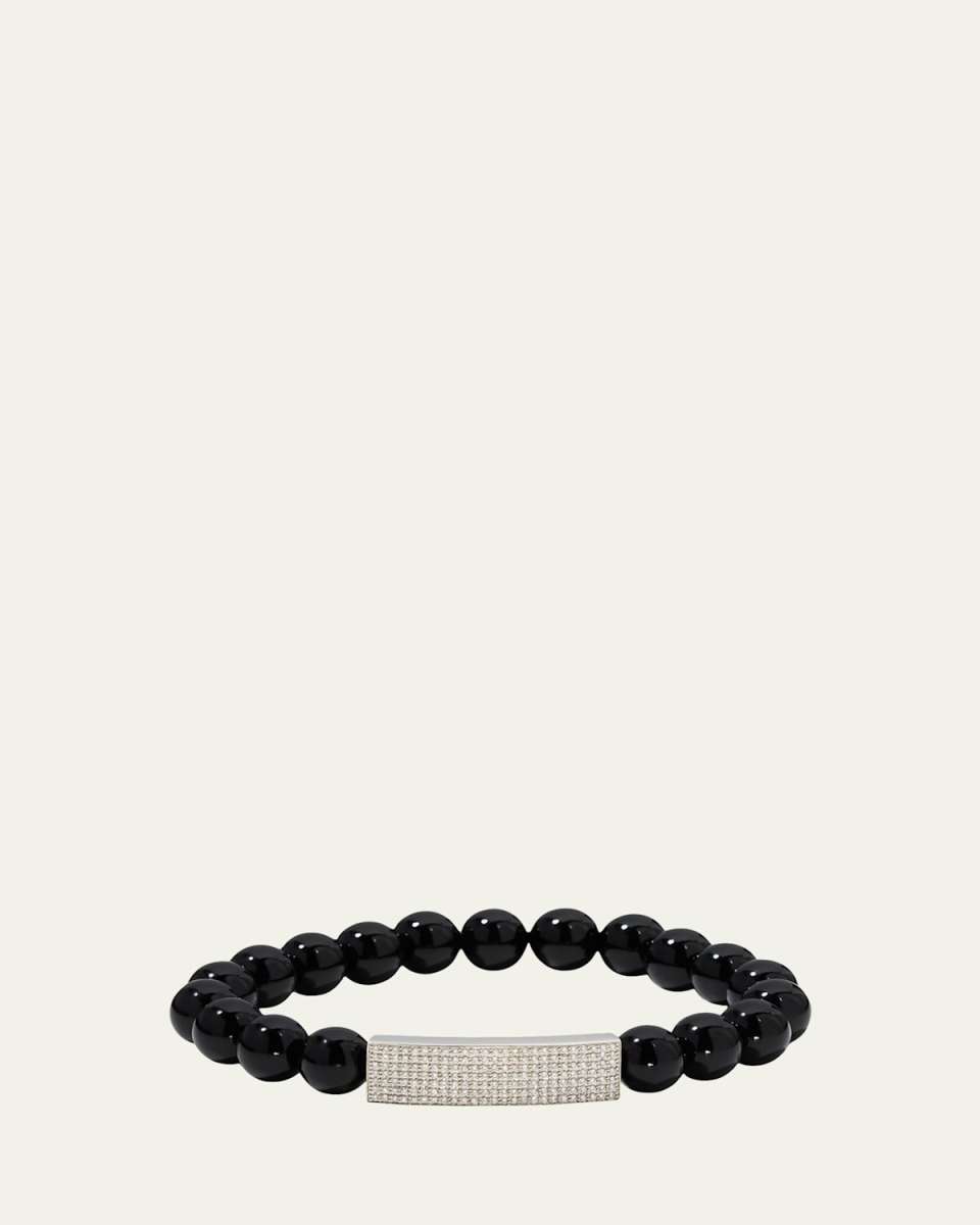 8mm Black Onyx and Diamond Bar Bracelet